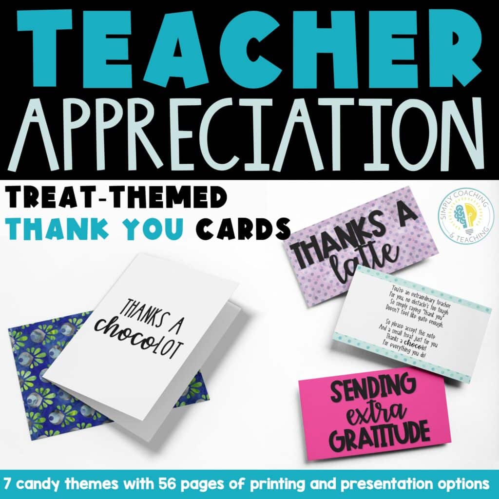 Teacher Appreciation Treat-Themed Thank You Cards