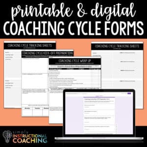 Coaching Cycle Prep and Kickoff Forms with pages and digital image