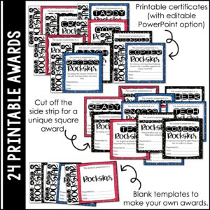 End of the year teacher awards with printable options