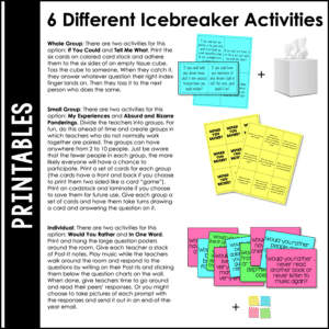 Year Round Meeting Activities 6 different icebreaker activities
